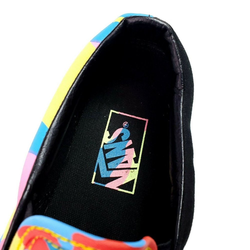 Vans Womens 8 Shoes Classic Slip On Neon Camo Blue - Picture 4 of 11
